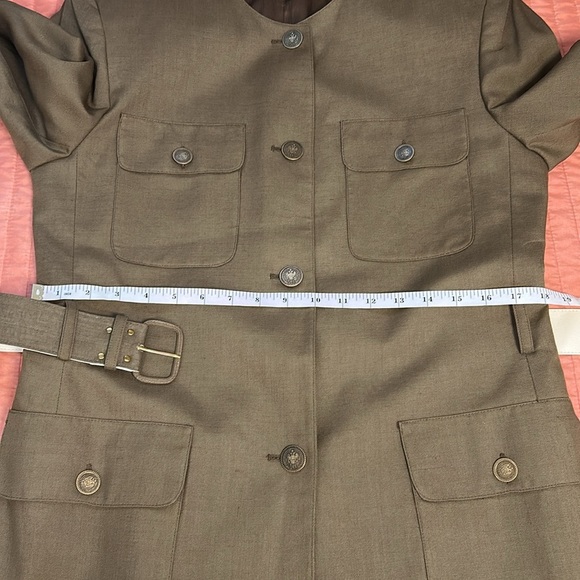 Jones New York Collarless Belted Blazer Jacket Army Green Military size 12 - Picture 9 of 16